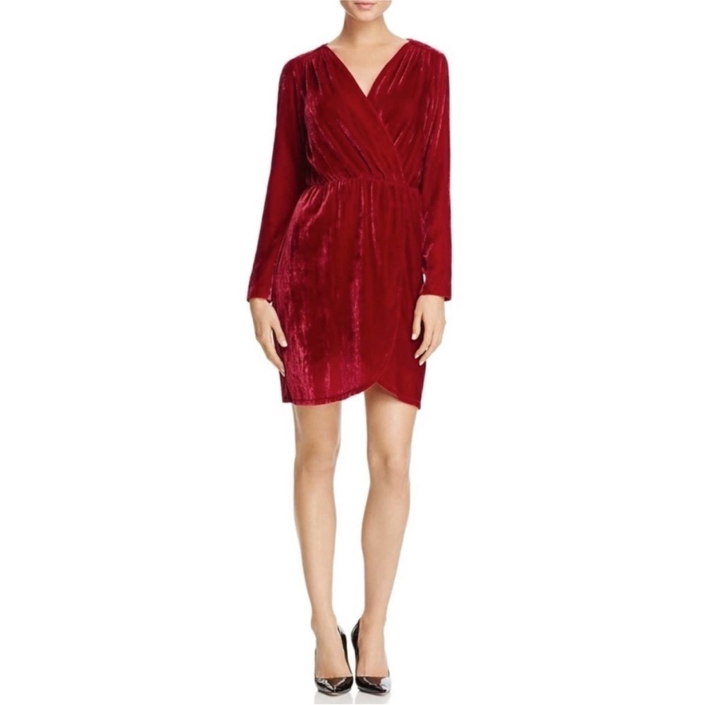 NWT BELTAINE Red Velvet Garnet Tulip Long Sleeve Mini Dress - XS